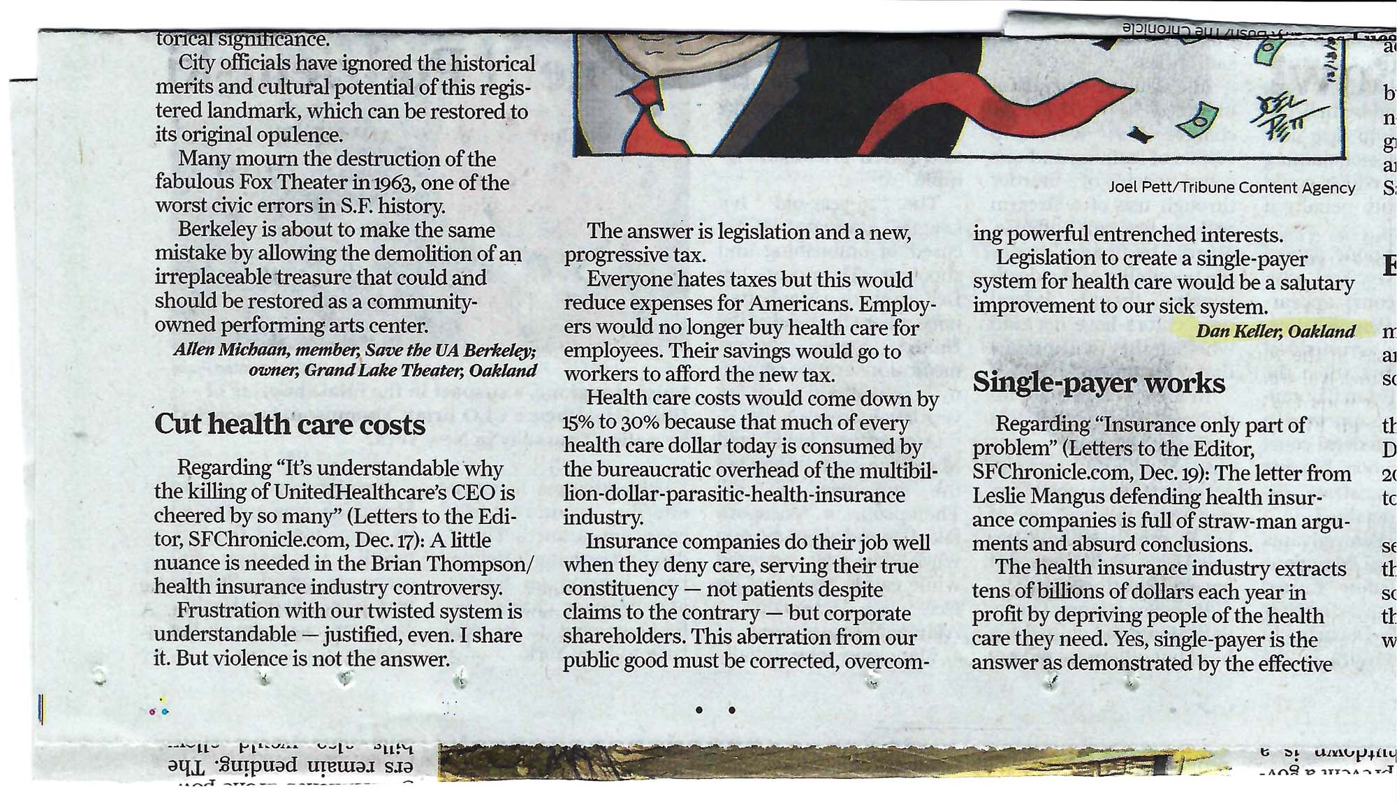 Keller letter in 12/20/2024 San Francisco Chronicle