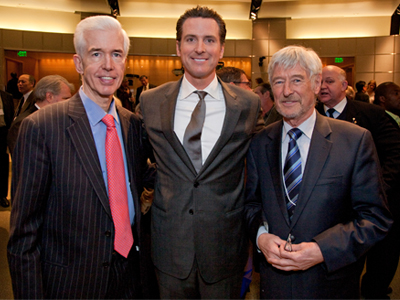 Gray Davis and Gavin Newsom at UCSF
