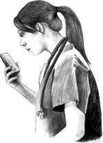 nurse using mobile app